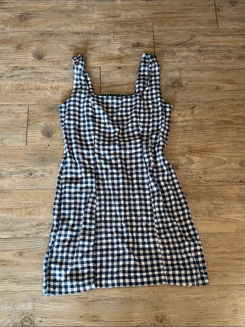 Old Navy Navy and White Gingham Mini Dress with Square Neck S